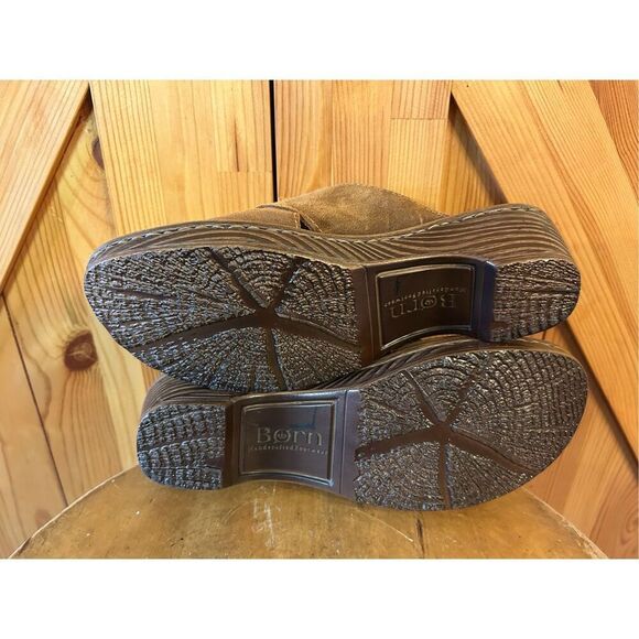 Born Teayo 30506 Women's 8M Brown Suede Leather Slide Wedge Crossover Sandals - Picture 8 of 10